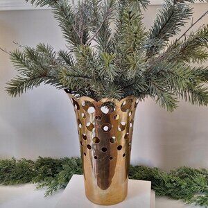 Vintage Large Brass Vase cutout design 12"